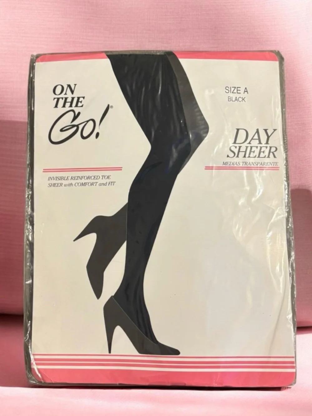 NEW VINTAGE 80s 90s Pantyhose On The Go! Day Sheer Black Size A USA Made Retro